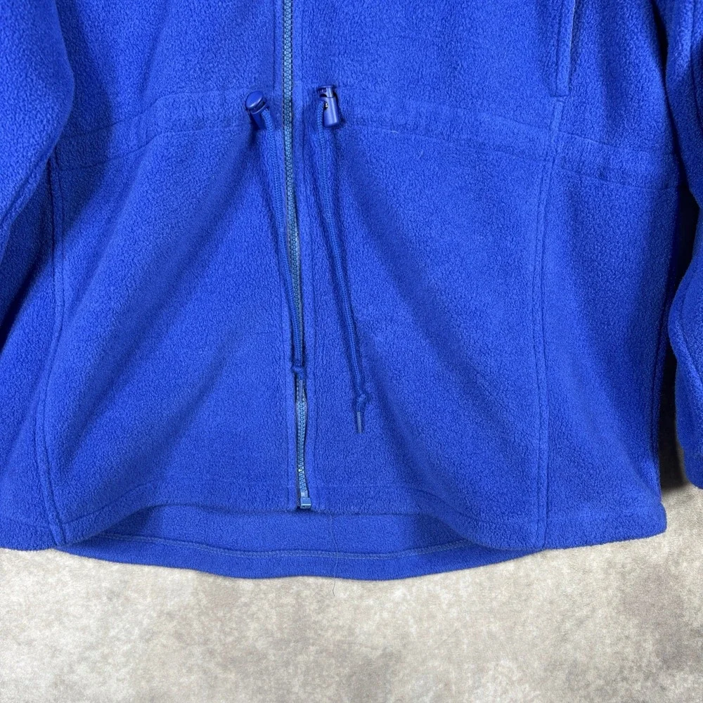 L.L. Bean Jacket Womens Large Blue Fleece Hoodie Full Zip Cinched Waist Outdoors